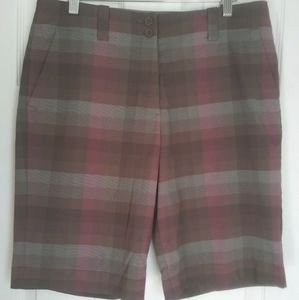 Nike Golf Dri-FIT Plaid Burmuda Shorts Brown/Pink Women's 10 Medium